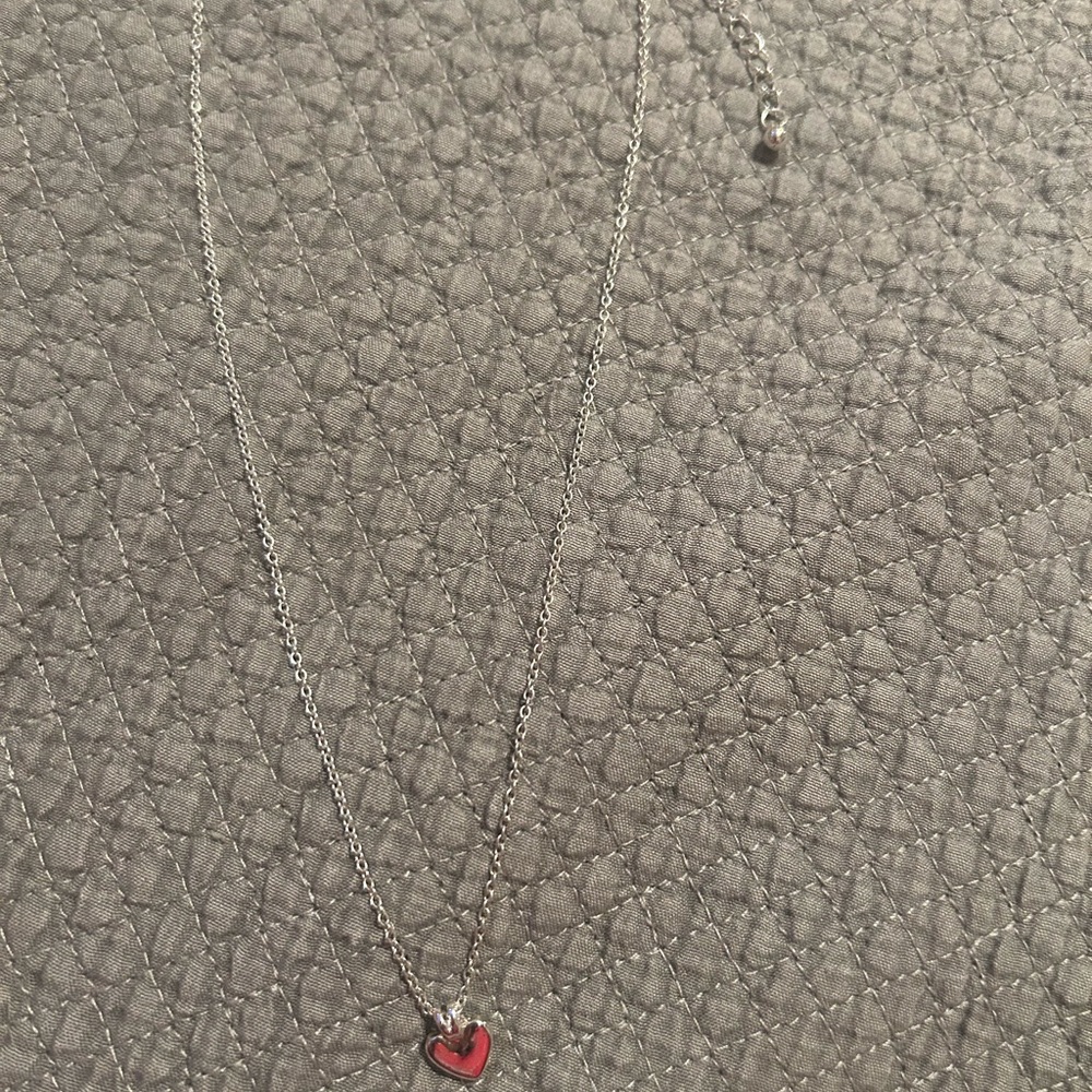 SHEIN Silver Necklace with Red Heart Charm